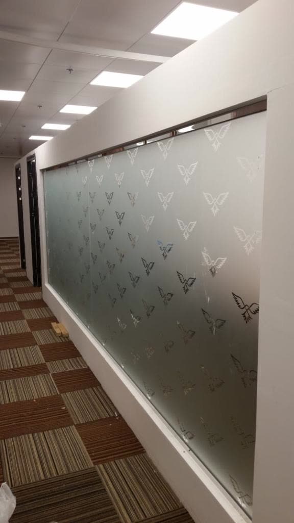Frosted glass office partition